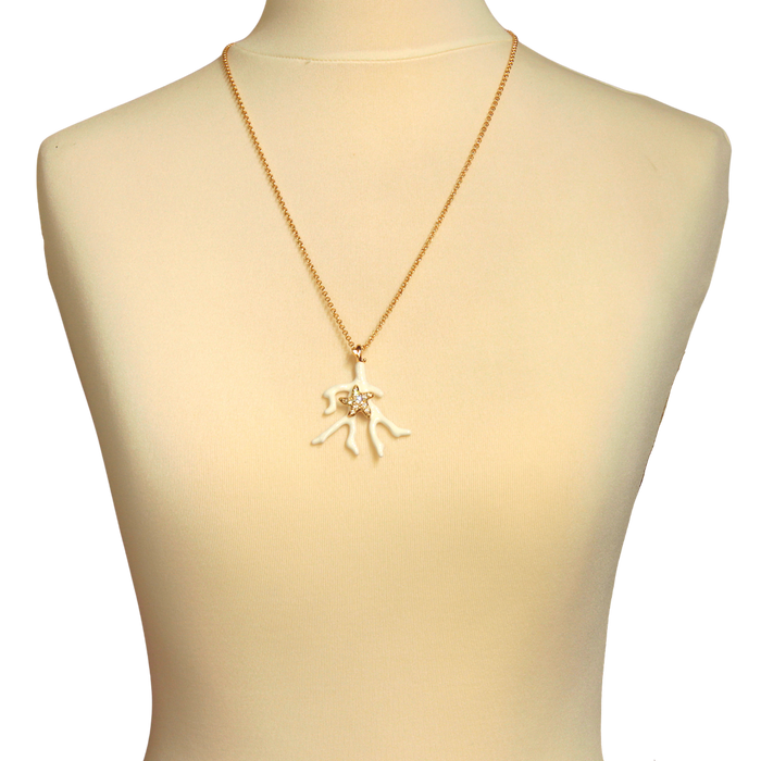 Medium White Pendant with coral-shape