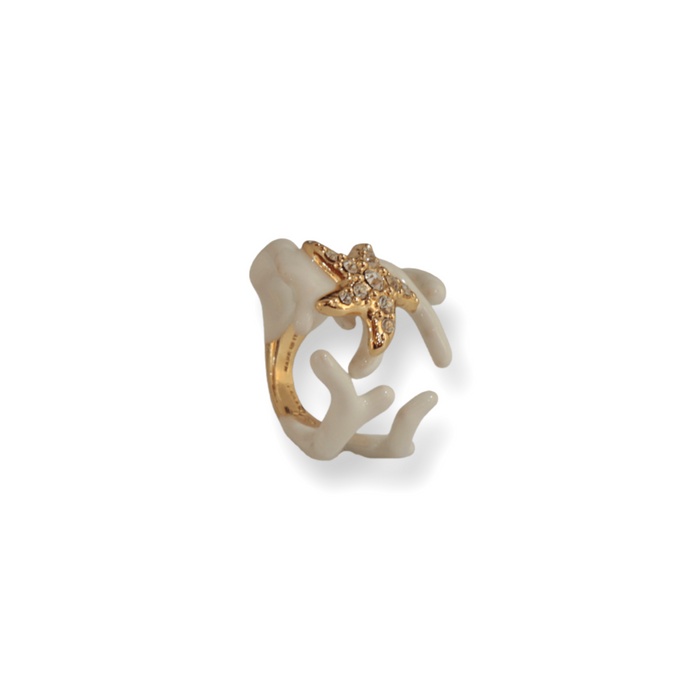 Medium White Ring with coral-shape