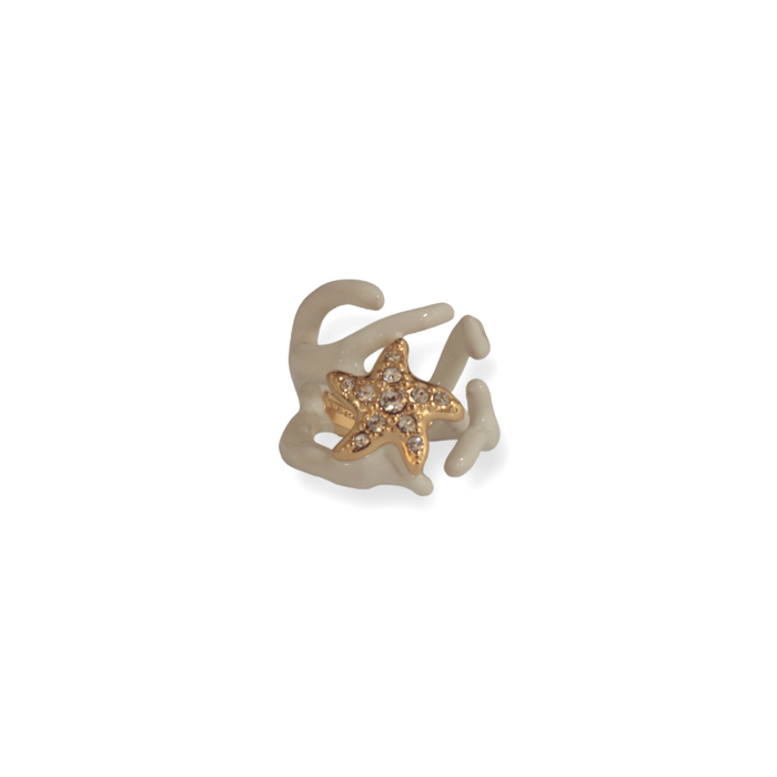 Medium White Ring with coral-shape