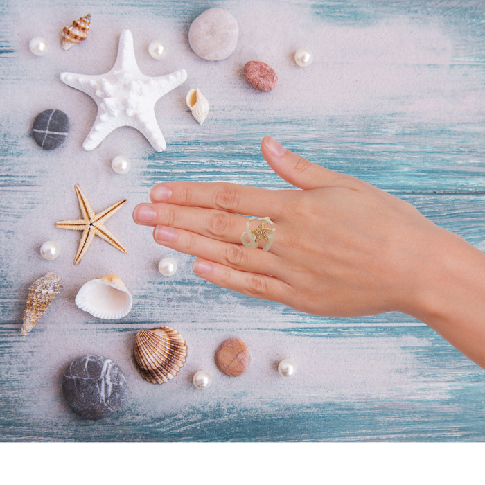 Medium White Ring with coral-shape