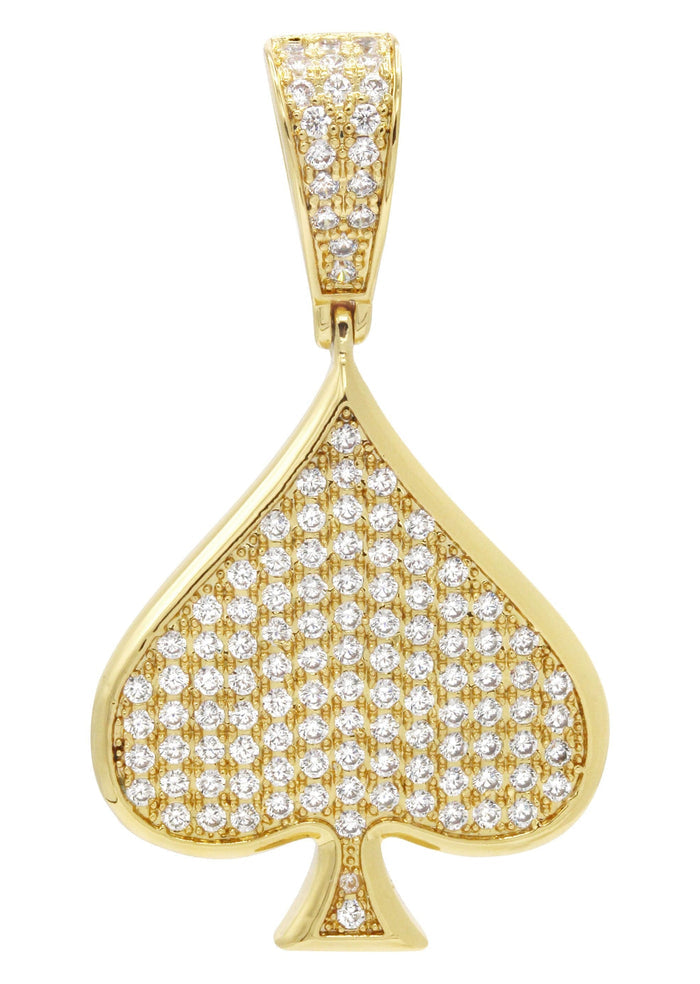 Mens Gold Plated Ace of Spades Pendant | 7.9 Grams