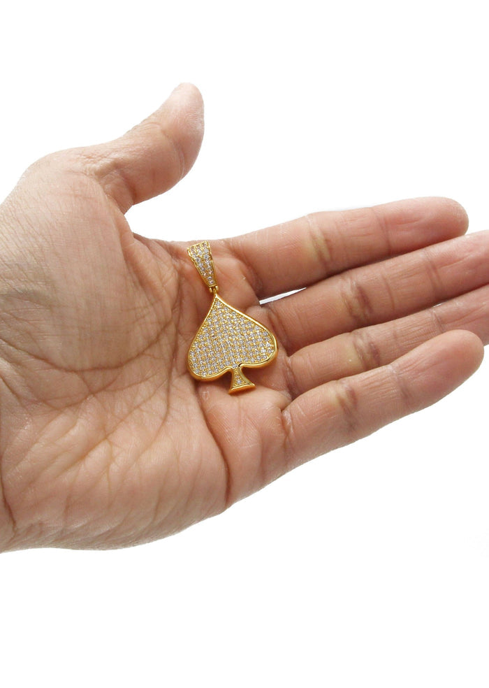 Mens Gold Plated Ace of Spades Pendant | 7.9 Grams