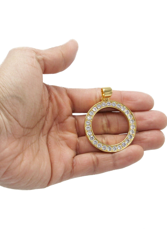 Mens Gold Plated Circle Pendant | 17 Grams