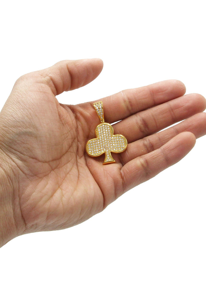 Mens Gold Plated Clover Pendant | 10.8 Grams