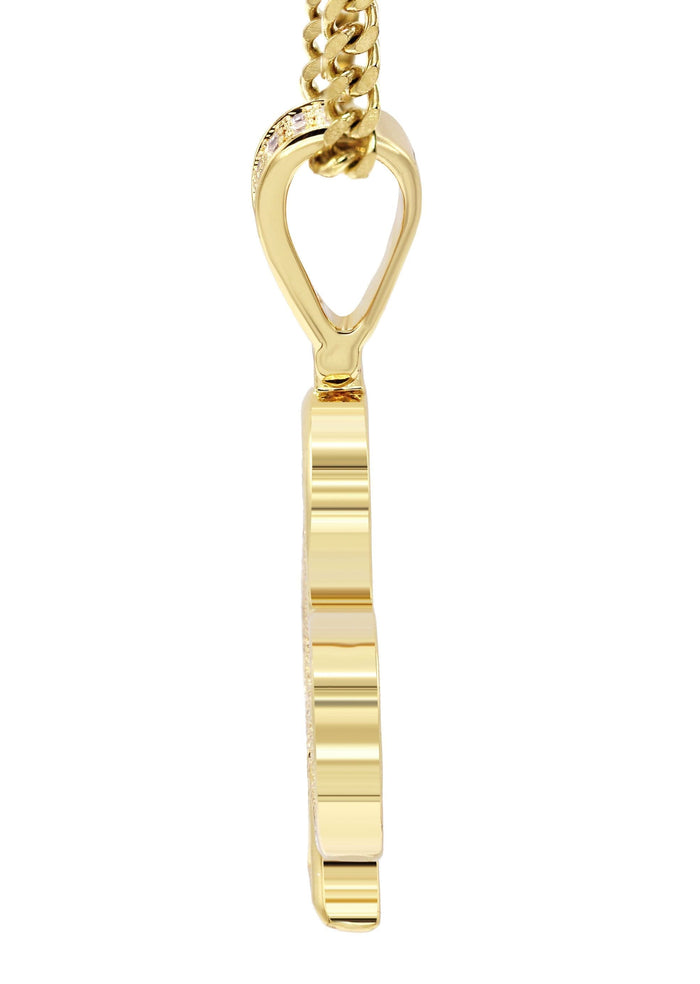 Mens Gold Plated Cuban Link Chain & Clover Pendant | Appx. 18.8 Grams