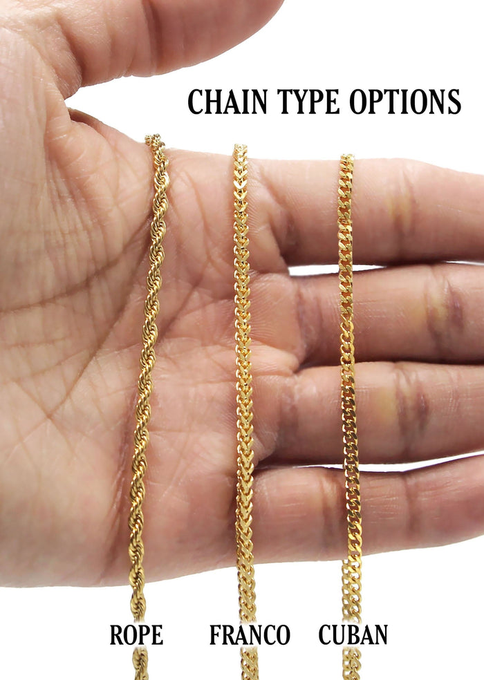 Mens Gold Plated Cuban Link Chain & Clover Pendant | Appx. 18.8 Grams
