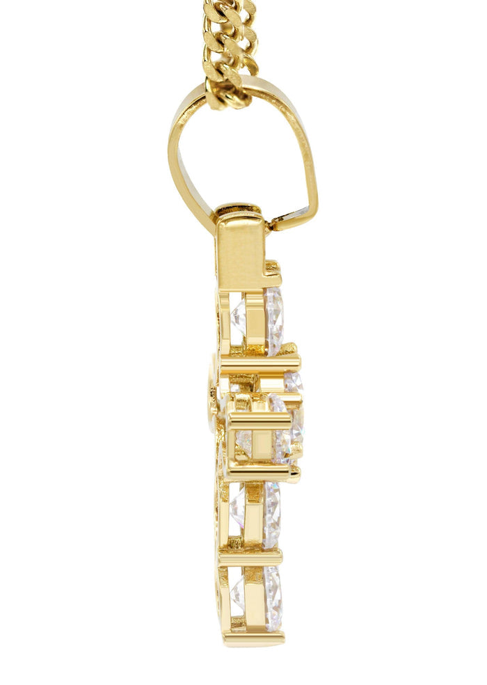 Mens Gold Plated Cuban Link Chain & Cross Pendant | Appx. 19.5 Grams