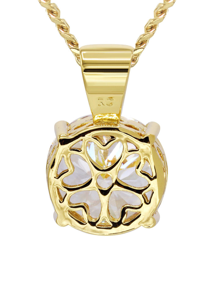 Mens Gold Plated Cuban Link Chain & Cubic Zirconia Pendant | Appx. 16.3 Grams
