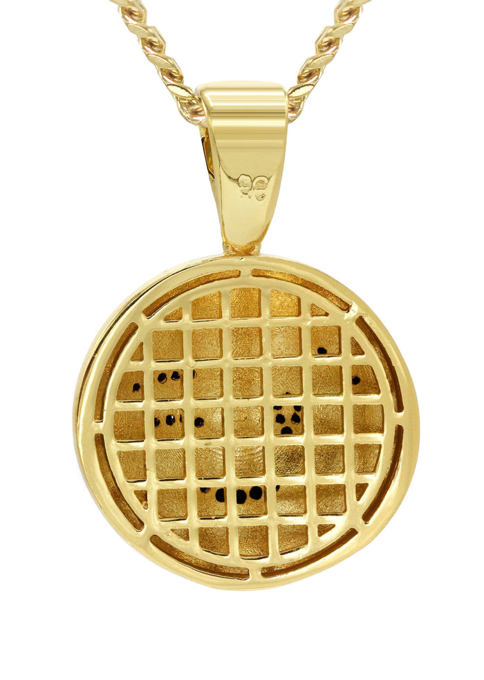 Mens Gold Plated Cuban Link Chain & Emoji Pendant | Appx. 14.3 Grams