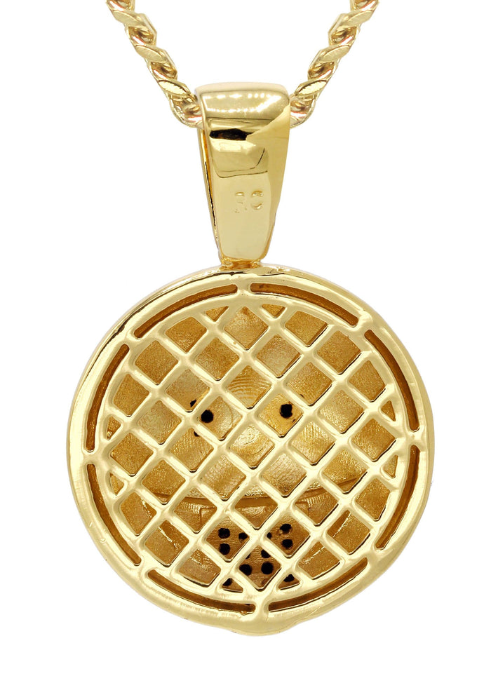 Mens Gold Plated Cuban Link Chain & Emoji Pendant | Appx. 16 Grams
