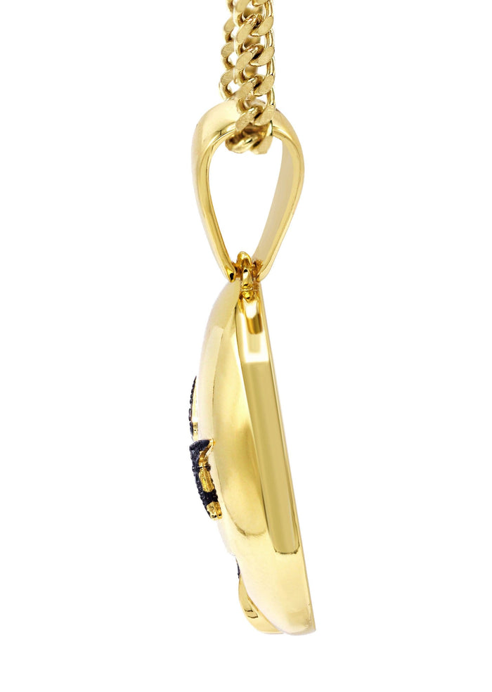 Mens Gold Plated Cuban Link Chain & Emoji Pendant | Appx. 16 Grams