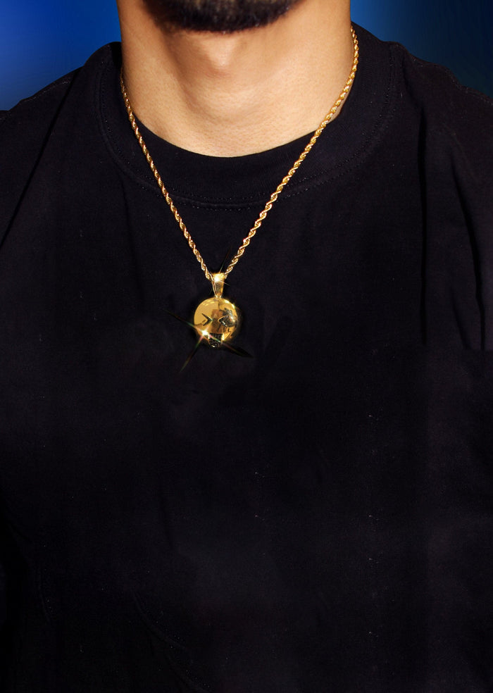 Mens Gold Plated Cuban Link Chain & Emoji Pendant | Appx. 16 Grams