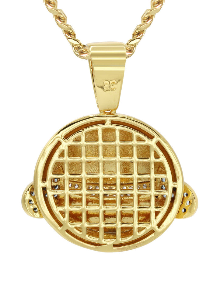 Mens Gold Plated Cuban Link Chain & Emoji Pendant | Appx. 16.3 Grams
