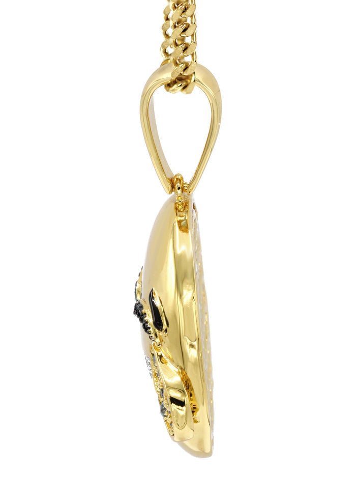 Mens Gold Plated Cuban Link Chain & Emoji Pendant | Appx. 16.3 Grams