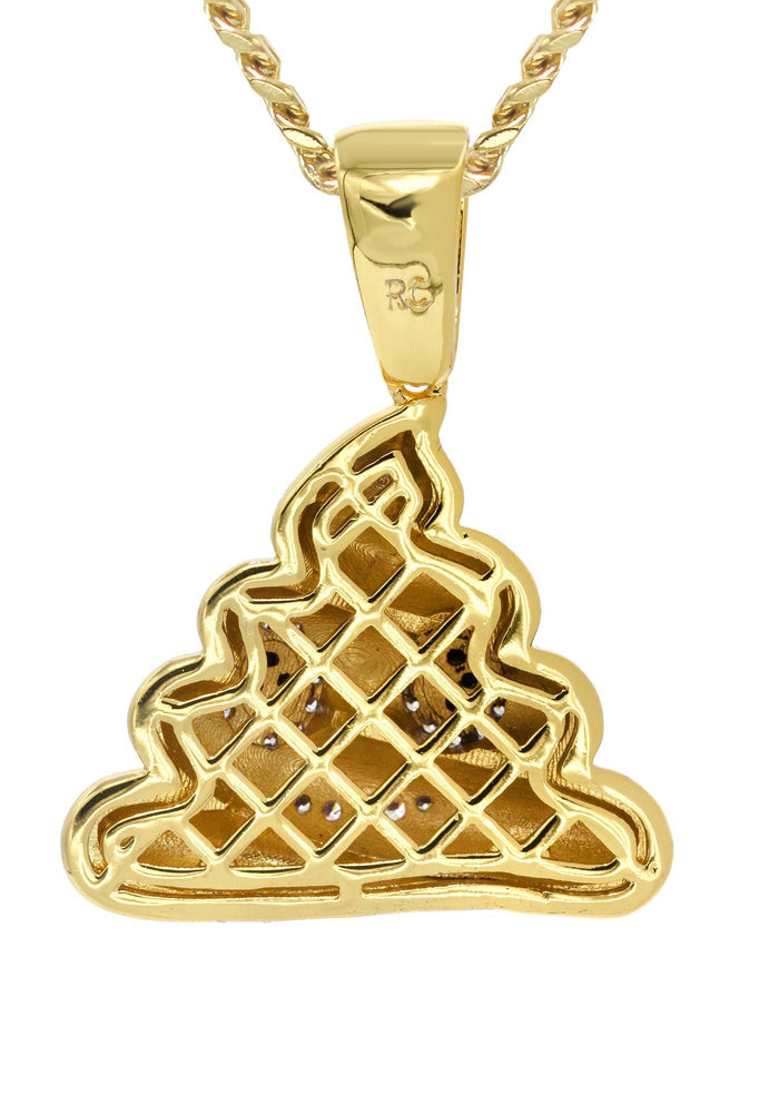 Mens Gold Plated Cuban Link Chain & Emoji Pendant | Appx. 17 Grams