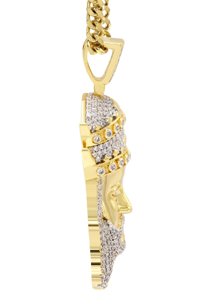 Mens Gold Plated Cuban Link Chain & King Pendant | Appx. 19.5 Grams