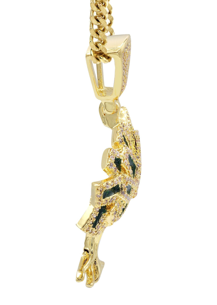 Mens Gold Plated Cuban Link Chain & Tree Pendant | Appx. 17 Grams