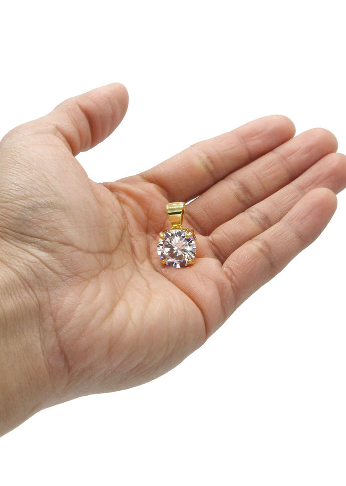 Mens Gold Plated Cubic Zirconia Pendant | 8.3 Grams