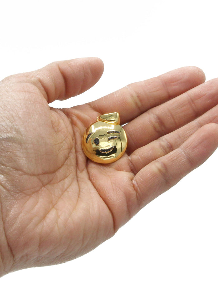 Mens Gold Plated Emoji Pendant | 6.3 Grams