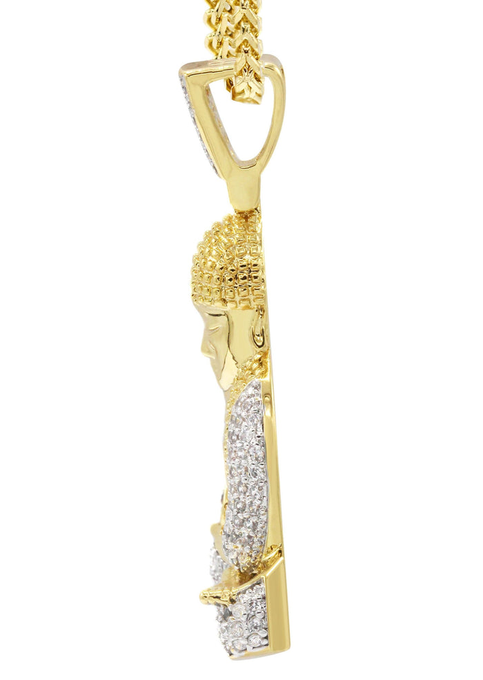 Mens Gold Plated Franco Chain & Buddha Pendant | Appx. 14 Grams