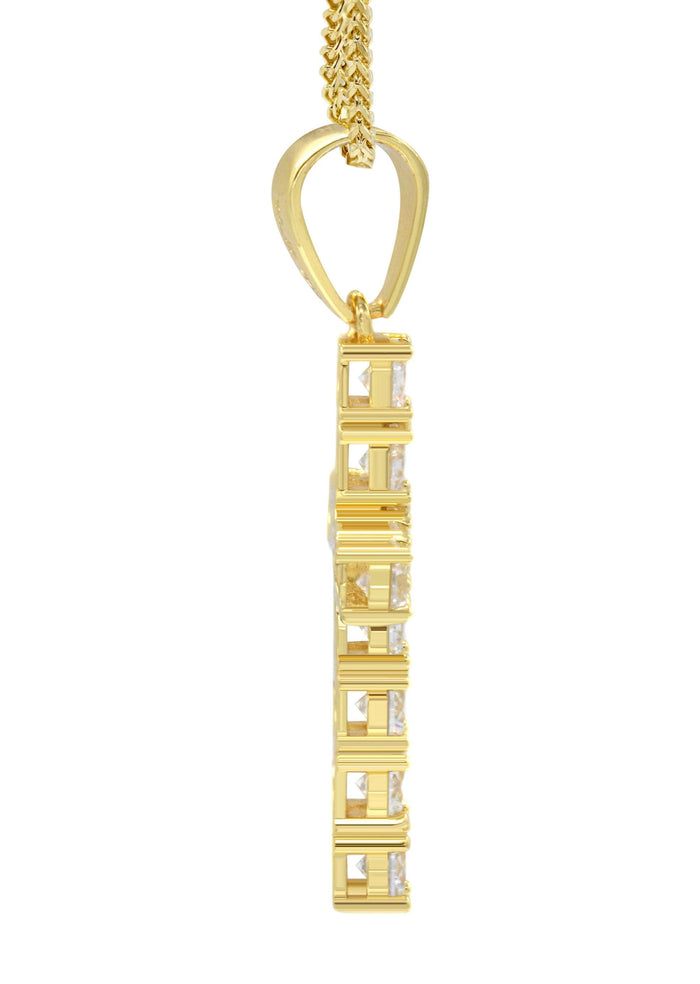 Mens Gold Plated Franco Chain & Cross Pendant | Appx. 13 Grams