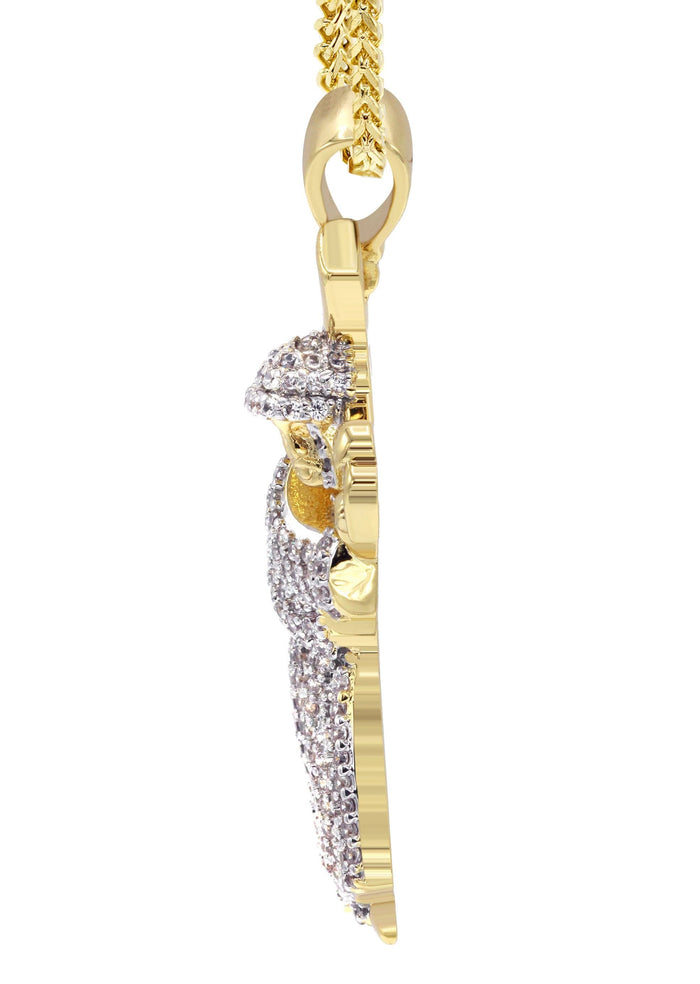 Mens Gold Plated Franco Chain & Cross Pendant | Appx. 14.4 Grams
