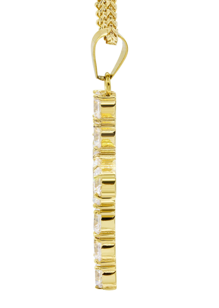 Mens Gold Plated Franco Chain & Cross Pendant | Appx. 16 Grams