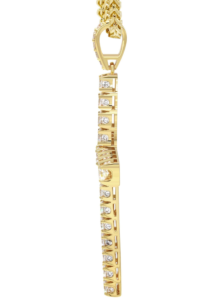 Mens Gold Plated Franco Chain & Cross Pendant | Appx. 30.5 Grams