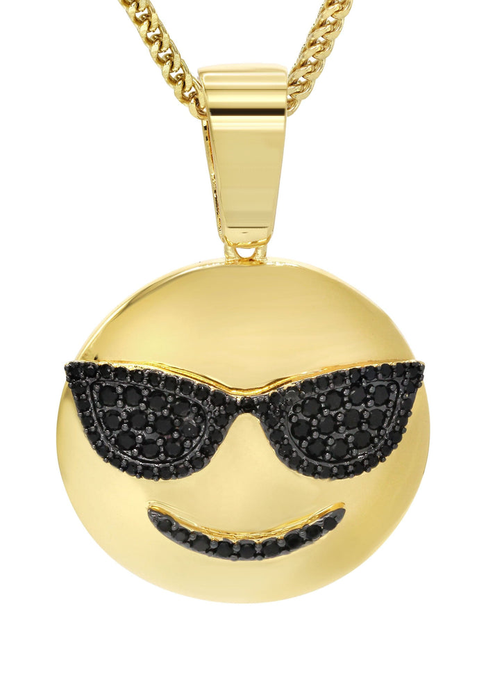 Mens Gold Plated Franco Chain & Emoji Pendant | Appx. 15.6 Grams