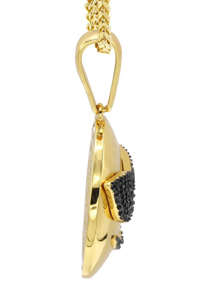 Mens Gold Plated Franco Chain & Emoji Pendant | Appx. 15.6 Grams