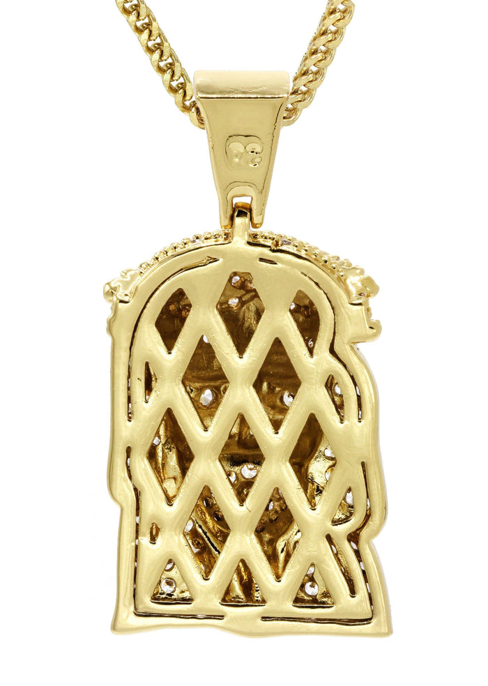 Mens Gold Plated Franco Chain & Jesus Piece Chain | Appx. 15.2 Grams