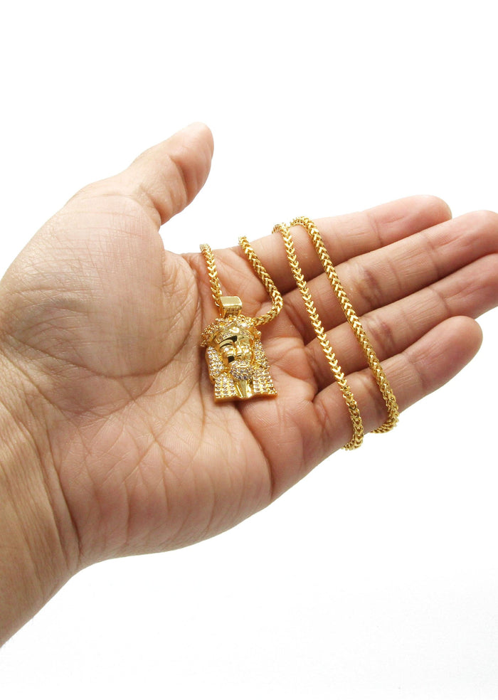 Mens Gold Plated Franco Chain & Jesus Piece Chain | Appx. 15.2 Grams