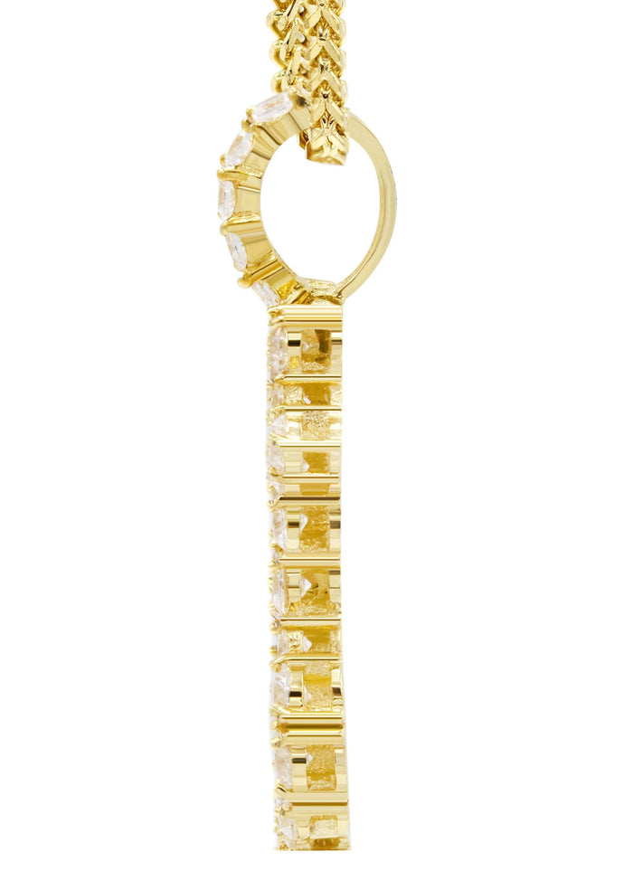 Mens Gold Plated Franco Chain & Money Sign Pendant | Appx. 14.3 Grams