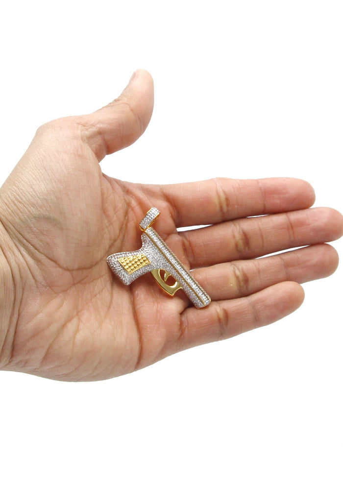 Mens Gold Plated Gun Pendant | 8.2 Grams