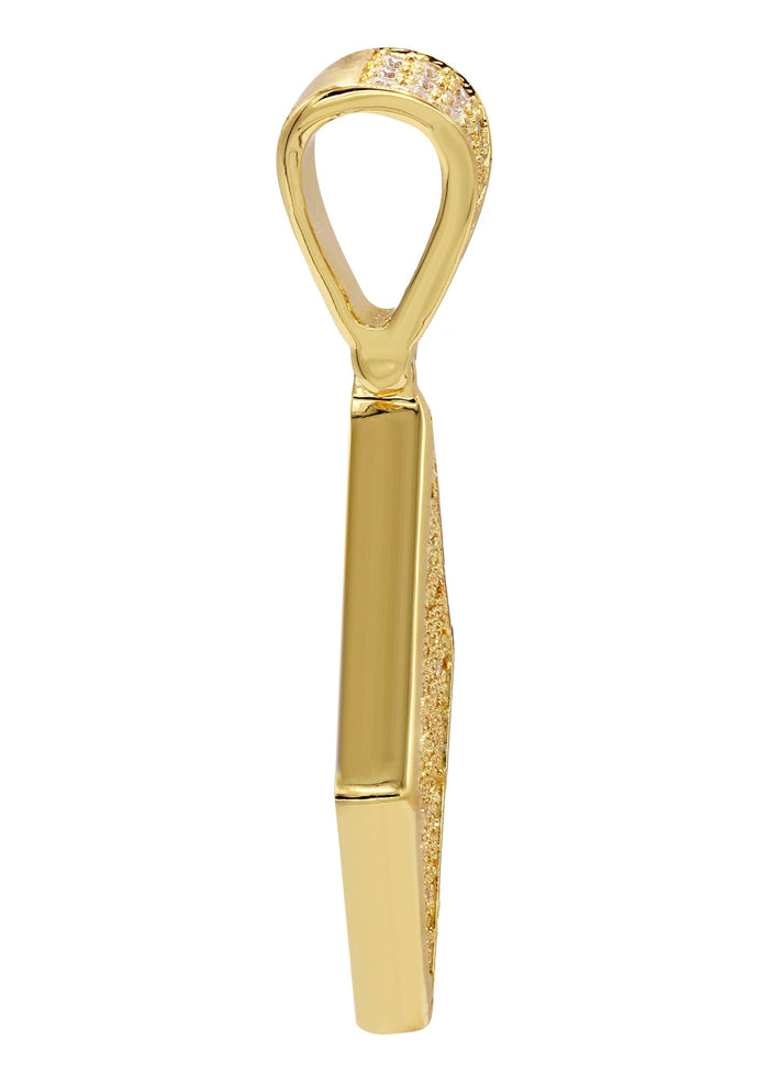 Mens Gold Plated Iced Out Pendant | 8.1 Grams