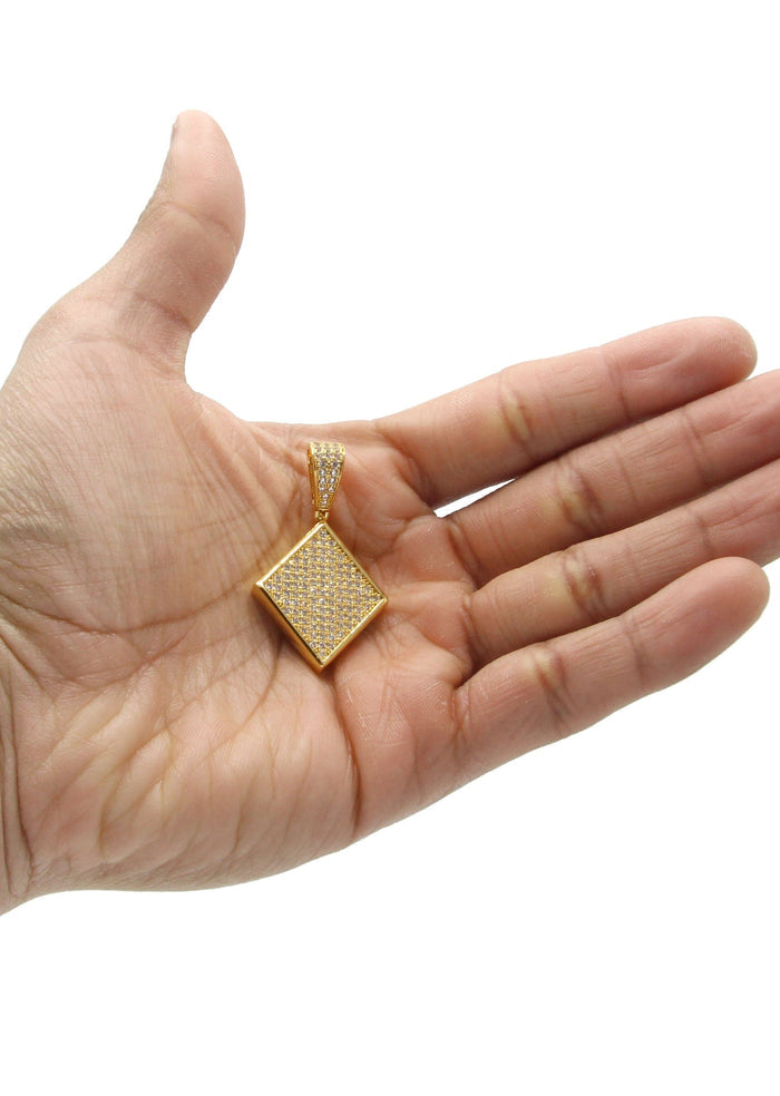 Mens Gold Plated Iced Out Pendant | 8.1 Grams
