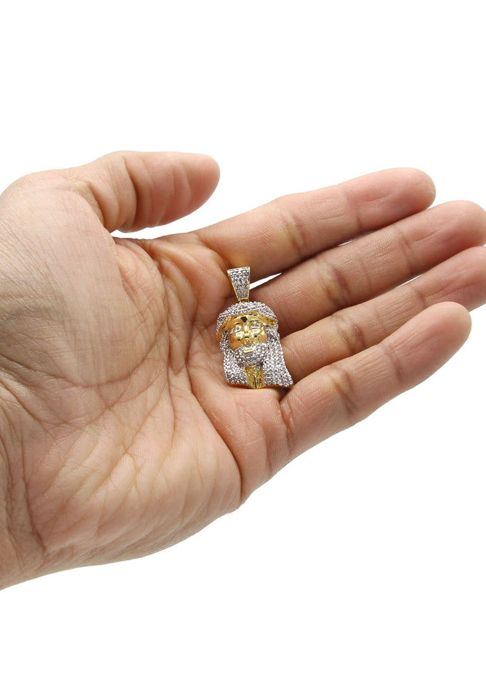 Mens Gold Plated Jesus Head Pendant | 13.8 Grams
