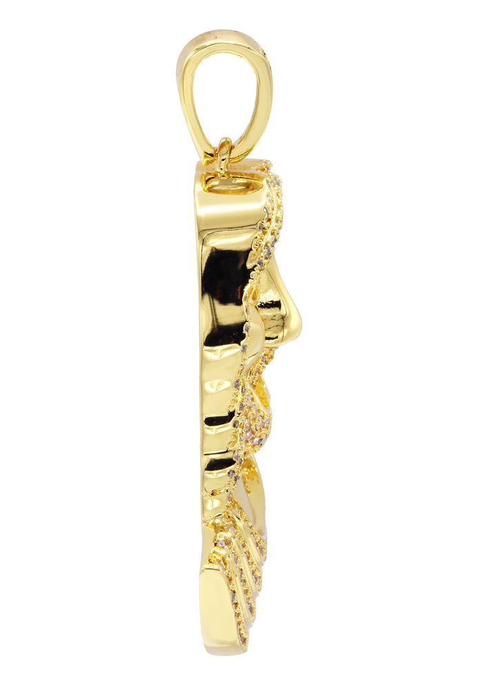 Mens Gold Plated Jesus Head Pendant | 14.1 Grams