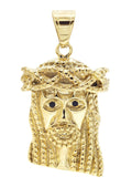 Mens Gold Plated Jesus Head Pendant | 24.8 Grams
