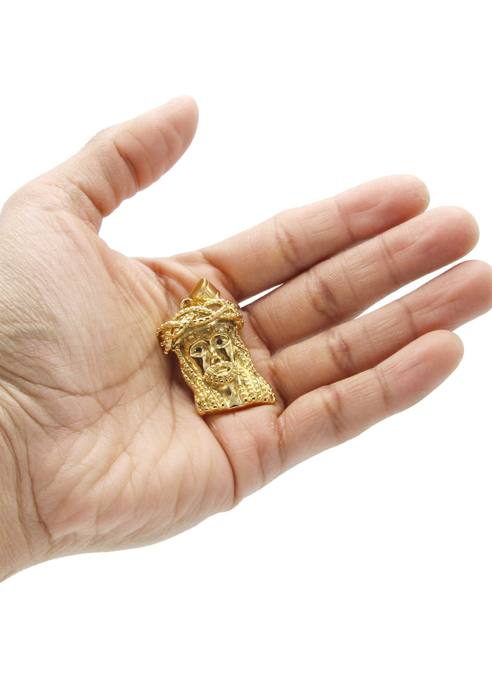 Mens Gold Plated Jesus Head Pendant | 24.8 Grams