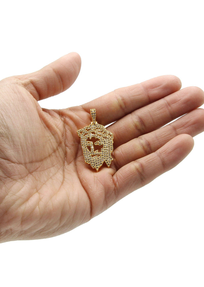 Mens Gold Plated Jesus Head Pendant | 6.6 Grams