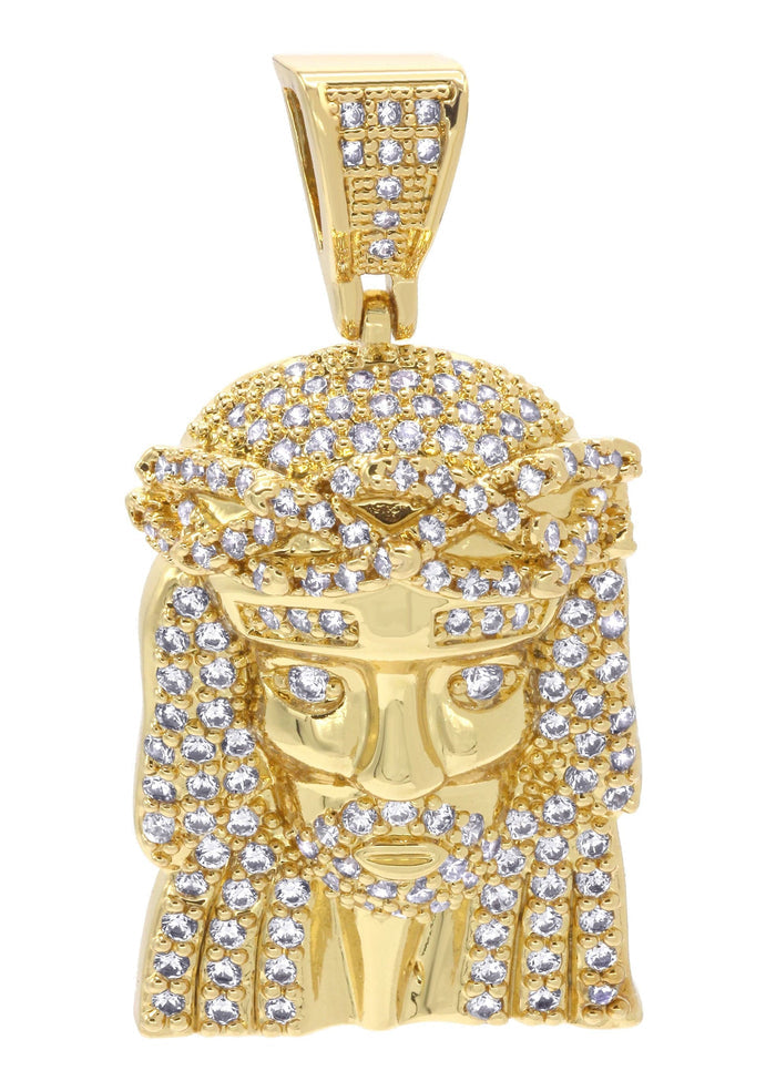 Mens Gold Plated Jesus Head Pendant | 7.2 Grams