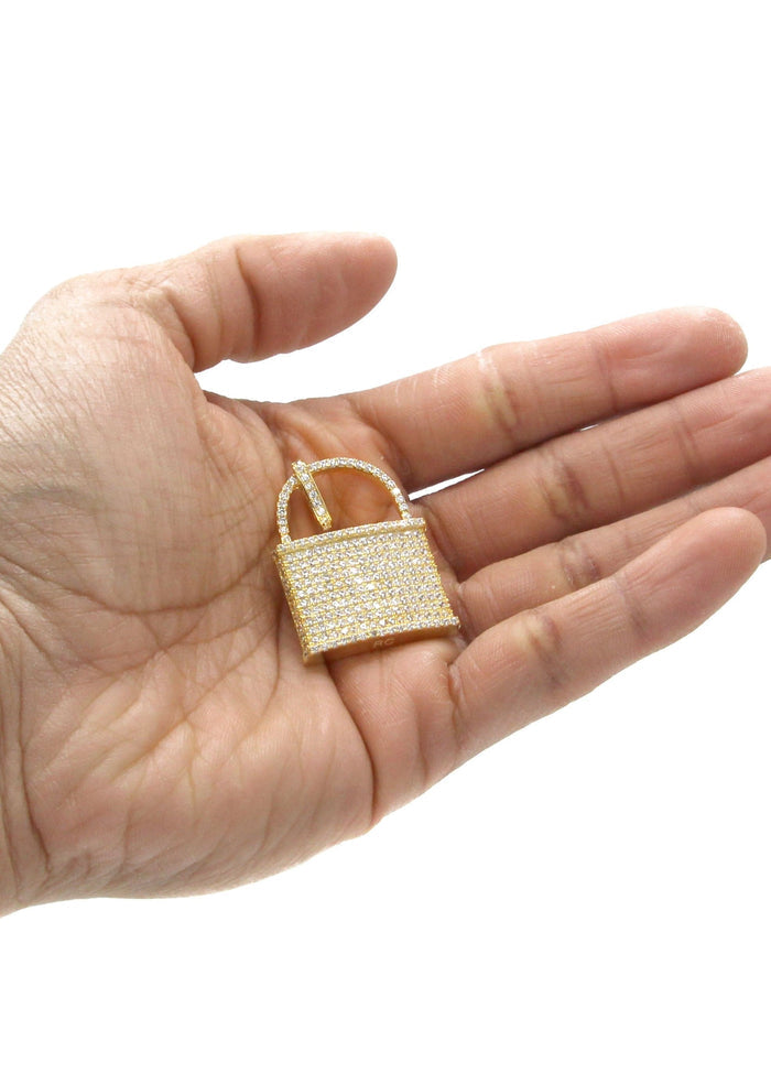 Mens Gold Plated Lock Pendant | 10.7 Grams