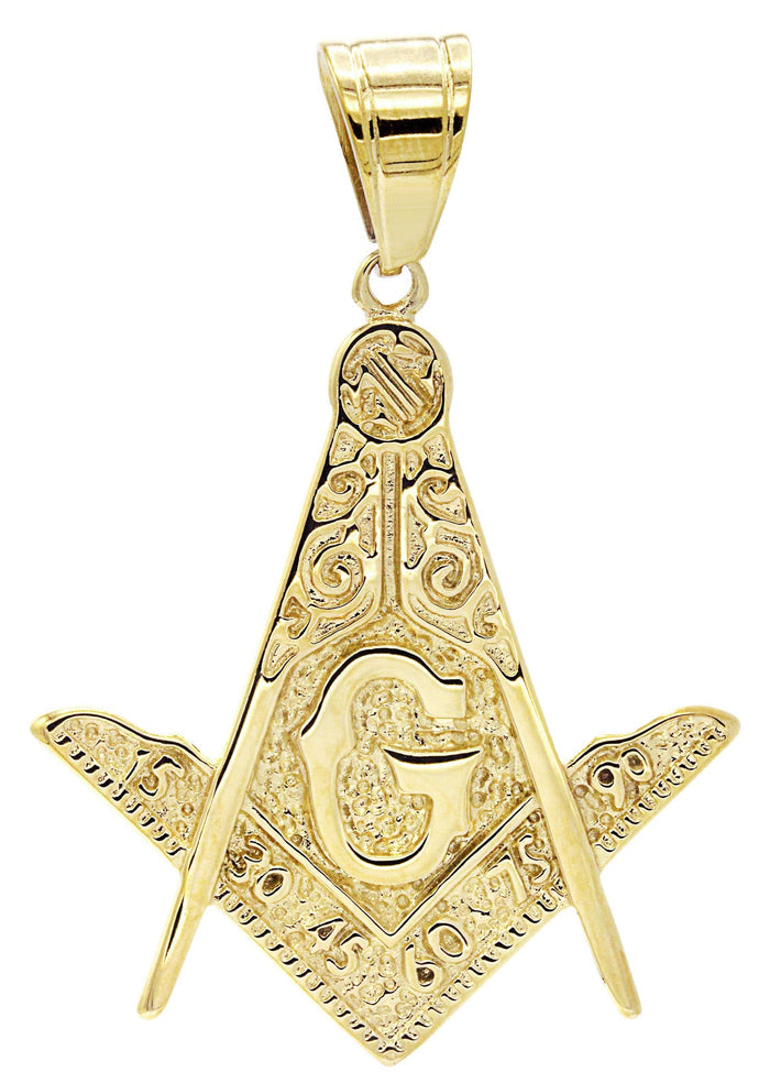 Mens Gold Plated Mason Pendant | 9.5 Grams