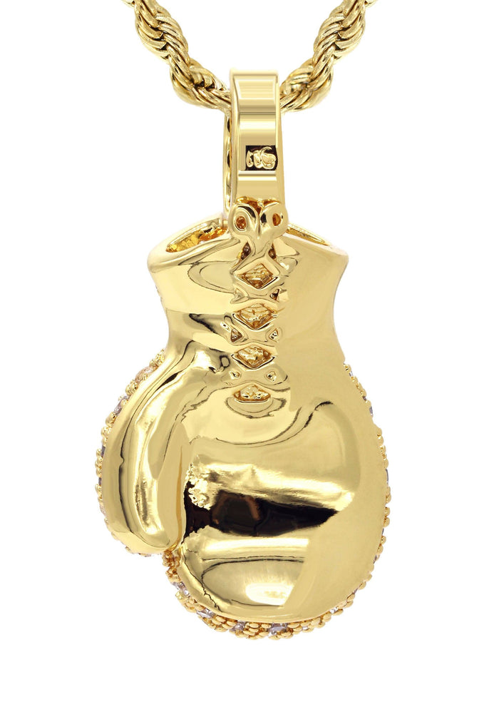 Mens Gold Plated Rope Chain & Boxing Glove Pendant | Appx. 20.2 Grams