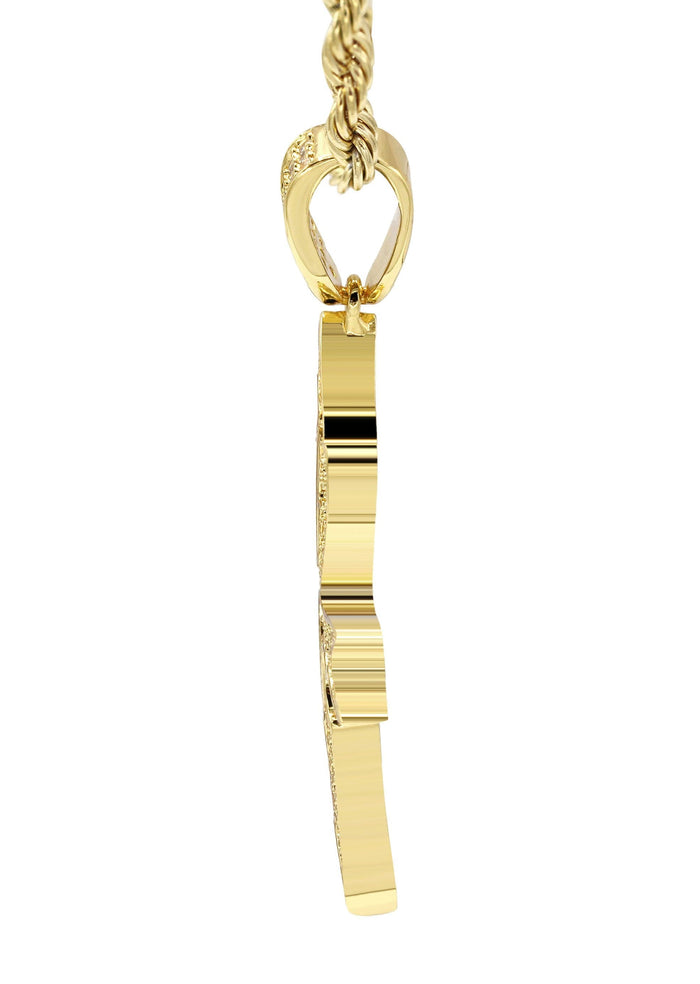 Mens Gold Plated Rope Chain & Cross Pendant | Appx. 13.4 Grams