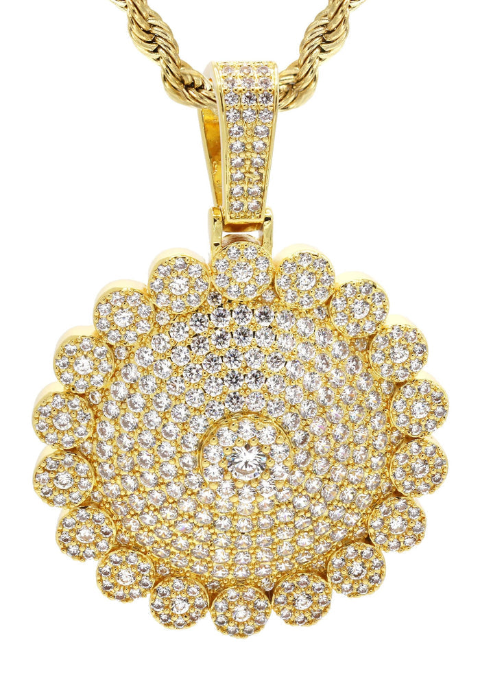 Mens Gold Plated Rope Chain & Dog Tag Pendant | Appx. 33 Grams