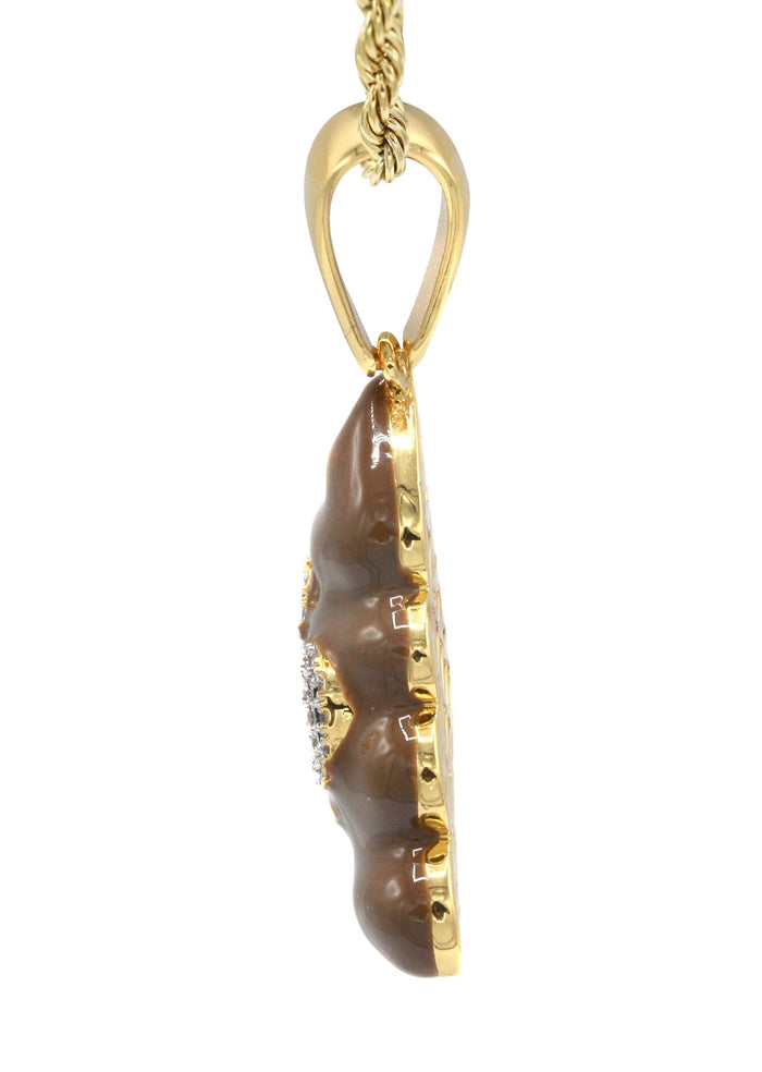 Mens Gold Plated Rope Chain & Emoji Pendant | Appx. 17 Grams