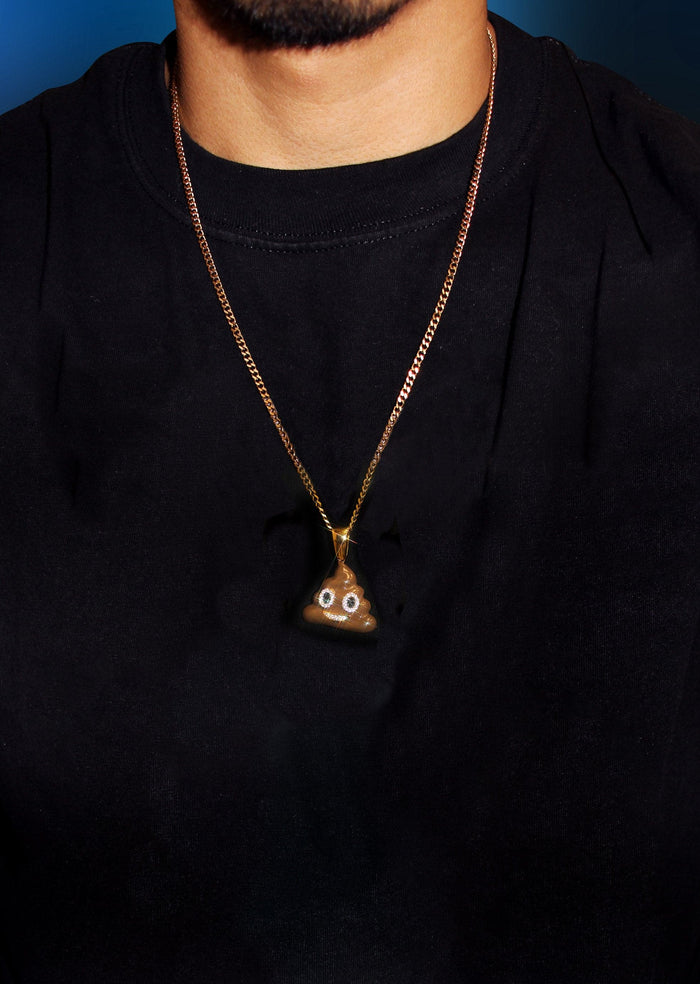 Mens Gold Plated Rope Chain & Emoji Pendant | Appx. 17 Grams