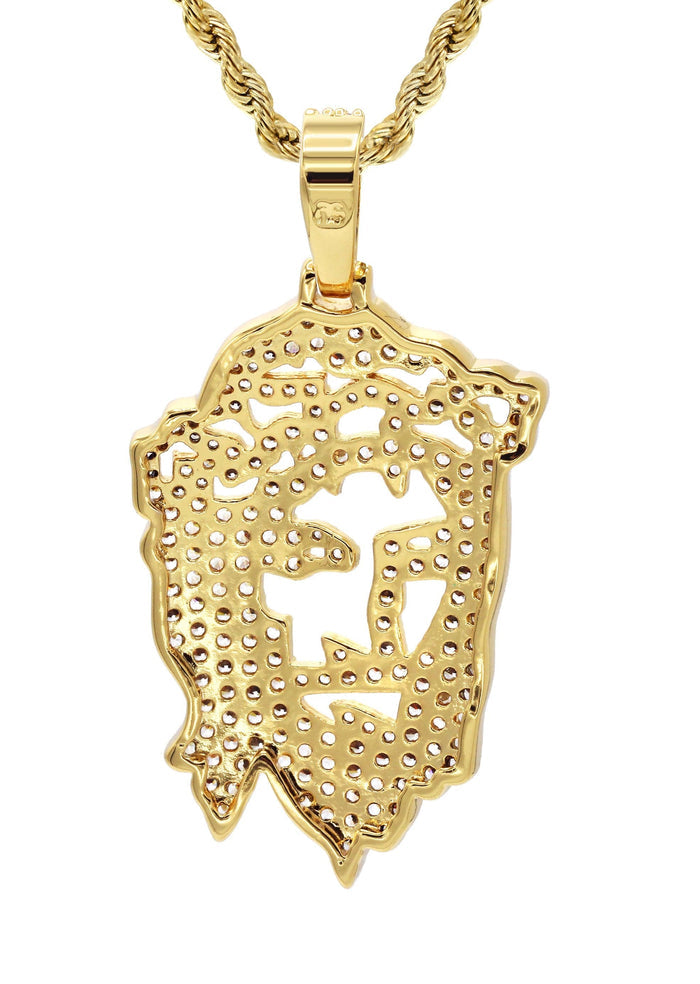 Mens Gold Plated Rope Chain & Jesus Piece Chain | Appx. 14.6 Grams